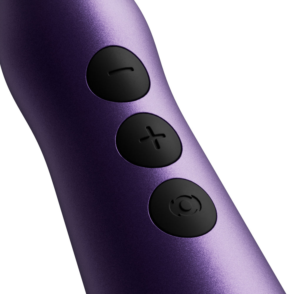 Doxy Go Travel-sized Wand Massager Purple buttons for easy control and adjustment.