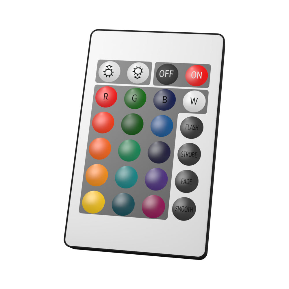 Remote control panel for Pdx Elite Go-go Bator Led Mega Masturbator Frosted with color and function buttons.