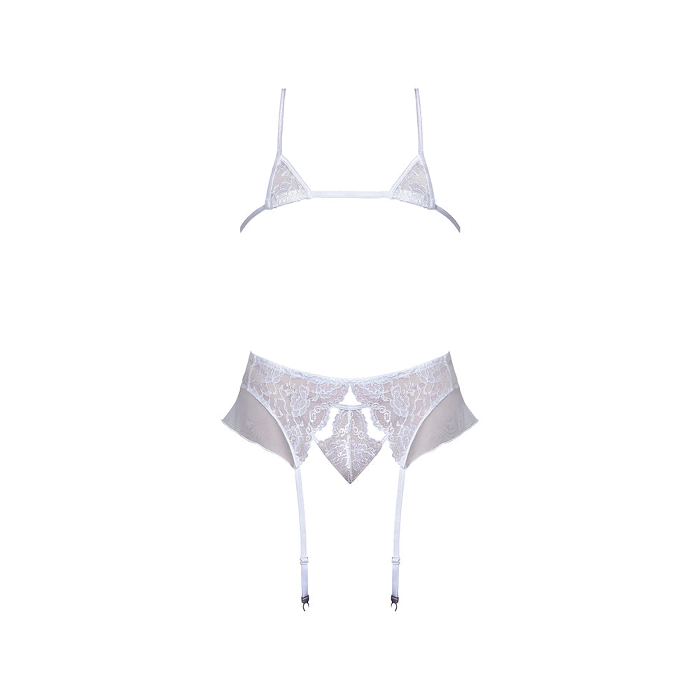 Magic Silk Sexy Time Ever After Bride Costume White L/XL lace micro bra and ruffled garter belt set.