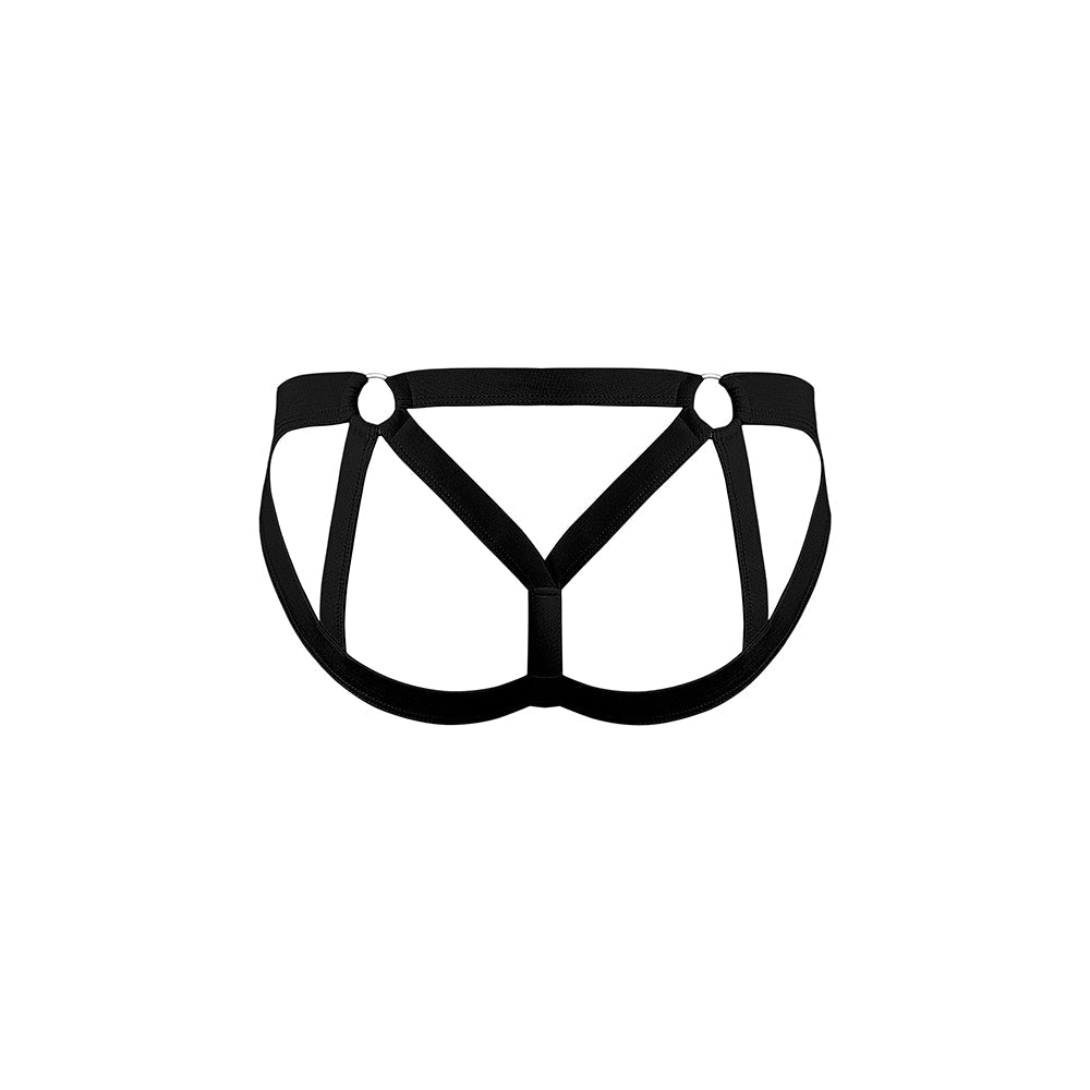 Male Power Mesh 2.0 Strappy Ring Jock Black L/XL featuring a bold strappy design for a daring look.
