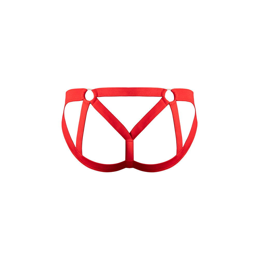 Male Power Mesh 2.0 Strappy Ring Jock Red L/XL - bold mesh underwear designed for comfort and confidence.