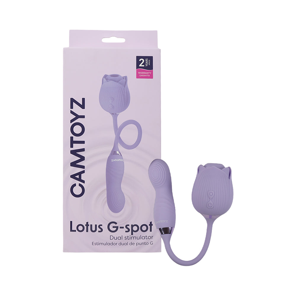 Camtoyz Lotus G-spot Stimulator in lavender with flower-inspired design, ideal for targeted internal pleasure.