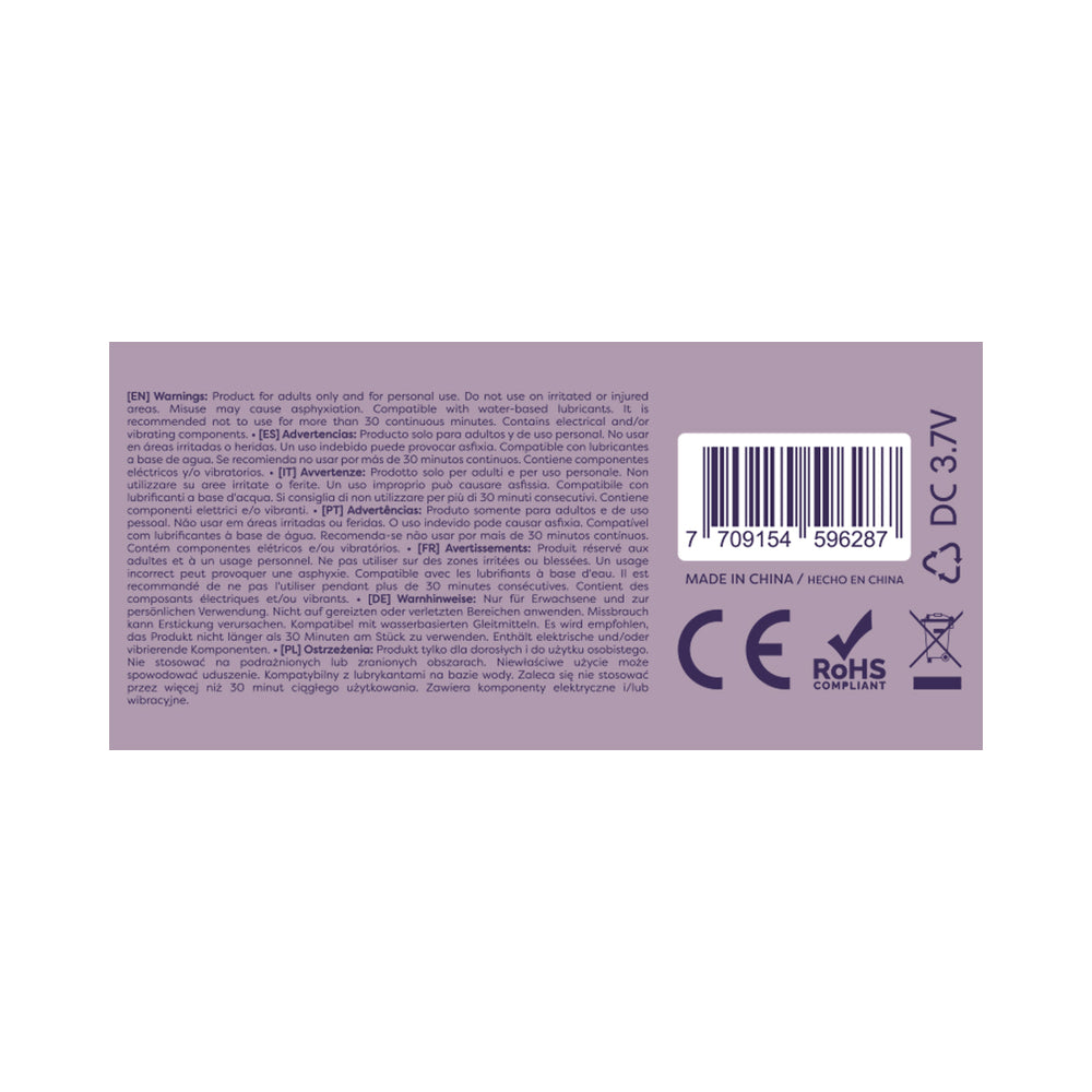 Warning label for Camtoyz Lotus G-spot Stimulator, highlighting usage instructions and safety precautions.