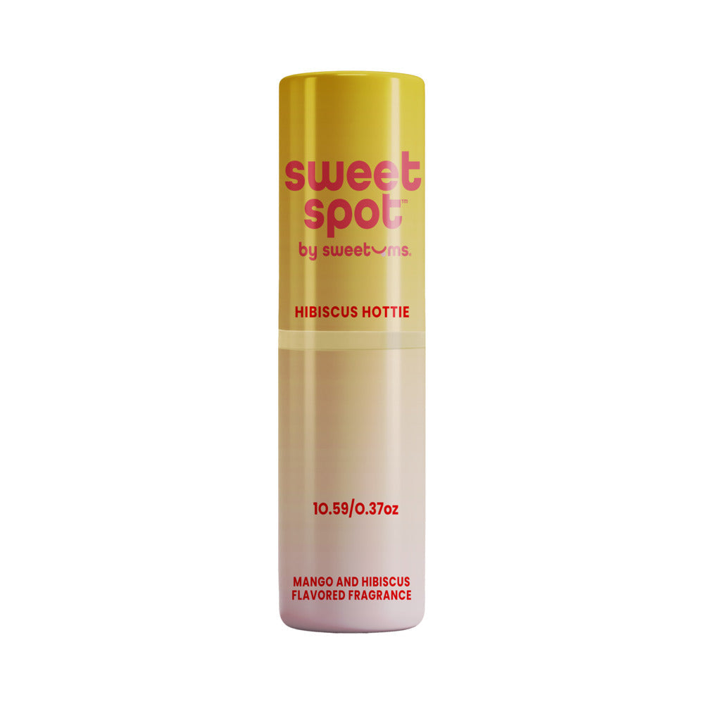Sweetums Sweet Spot Flavored Fragrance Hibiscus Hottie tube featuring mango and hibiscus scent.