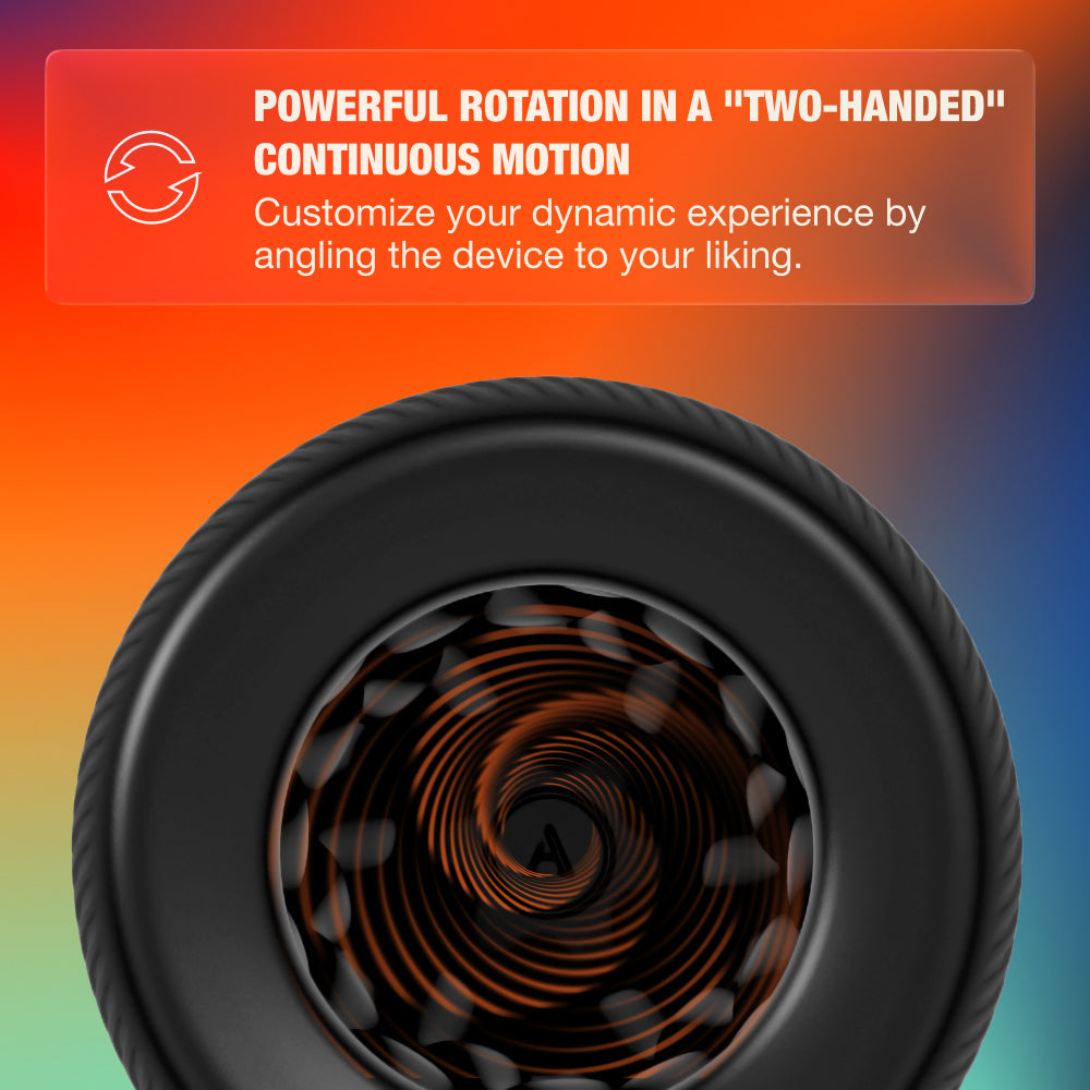 Arcwave Orbit Rotating Stroker showcasing powerful rotation in a two-handed continuous motion.