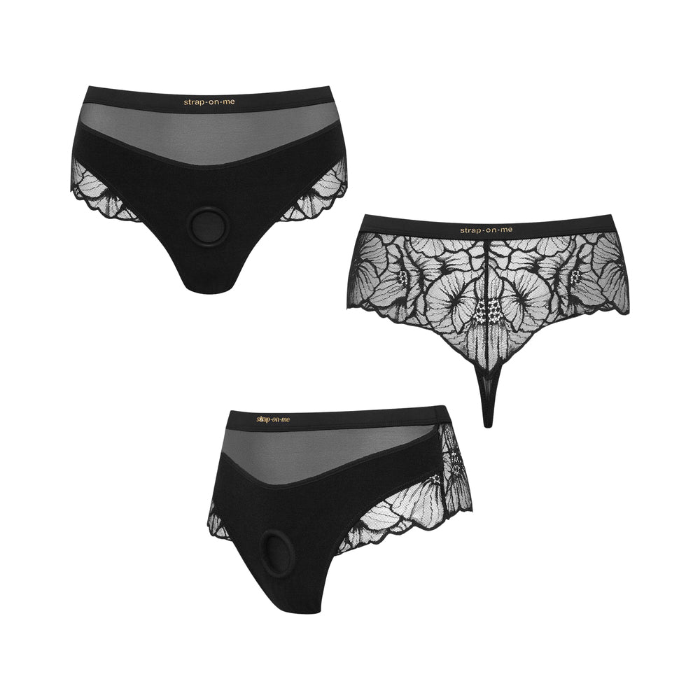 Strap-on-me Harness Lingerie Sublime L Black showcasing a stylish design with lace and functional harness elements.