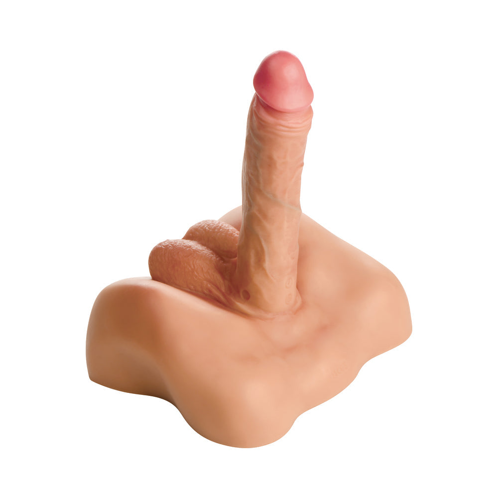 Jock Power Rod Thrusting & Vibrating Dildo with Remote Control on a flat surface.
