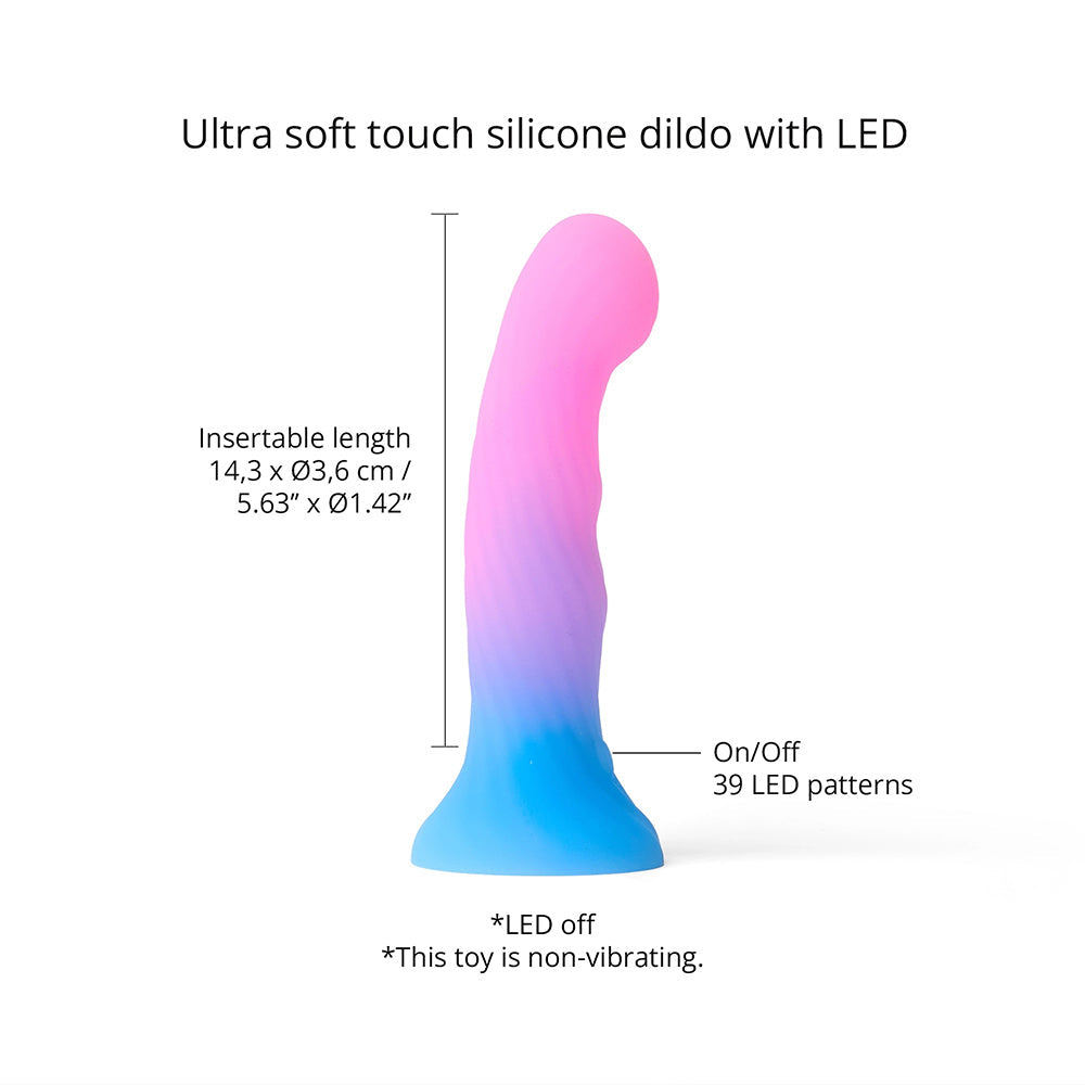 Love To Love Dildo LED Candy Loop, ultra-soft silicone dildo with LED, customizable 39 light patterns.