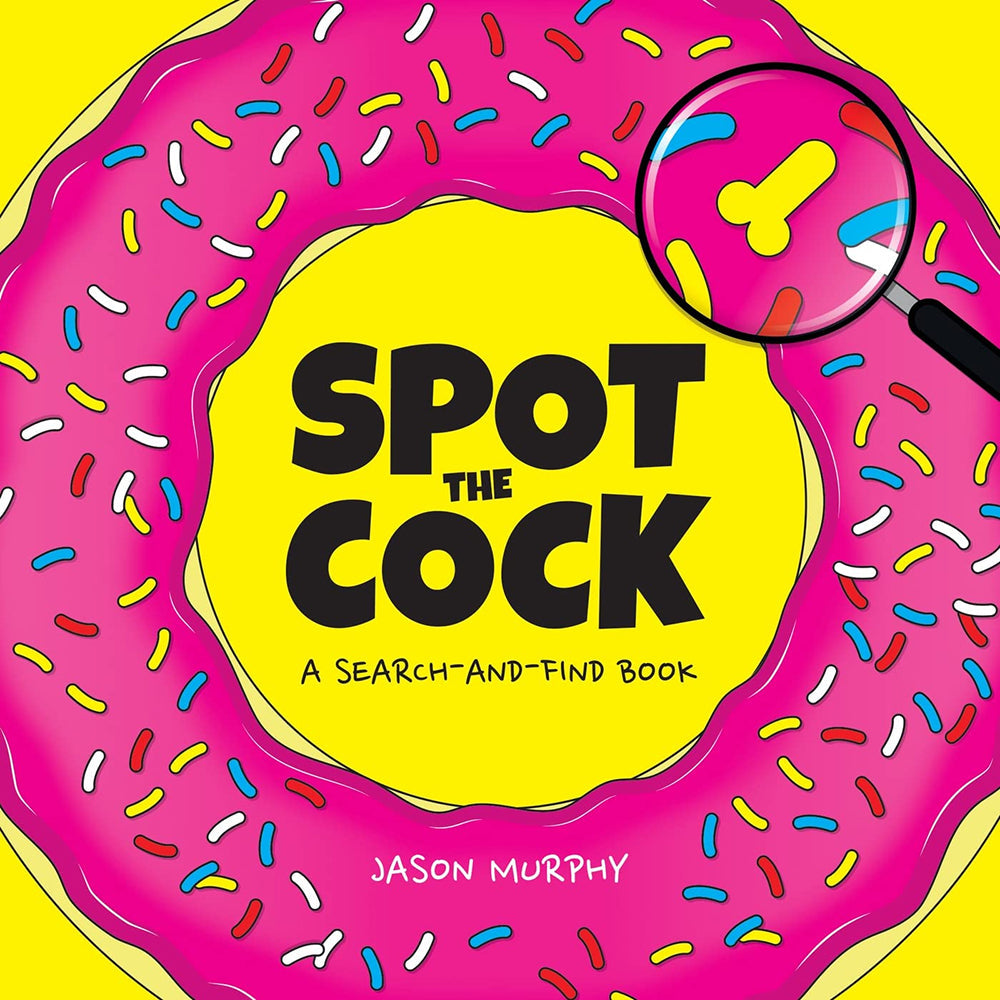 Spot The Cock A Search And Find Book cover featuring a colorful donut and a magnifying glass.