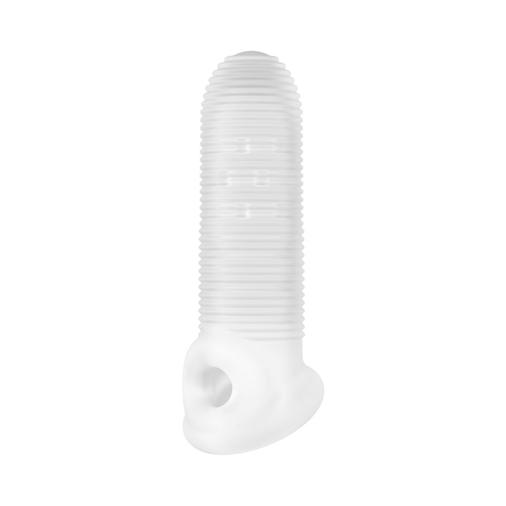 Performance Plus Mercenary Silicone Penis Sheath Small in clear silicone with ribbed texture for enhanced sensation.