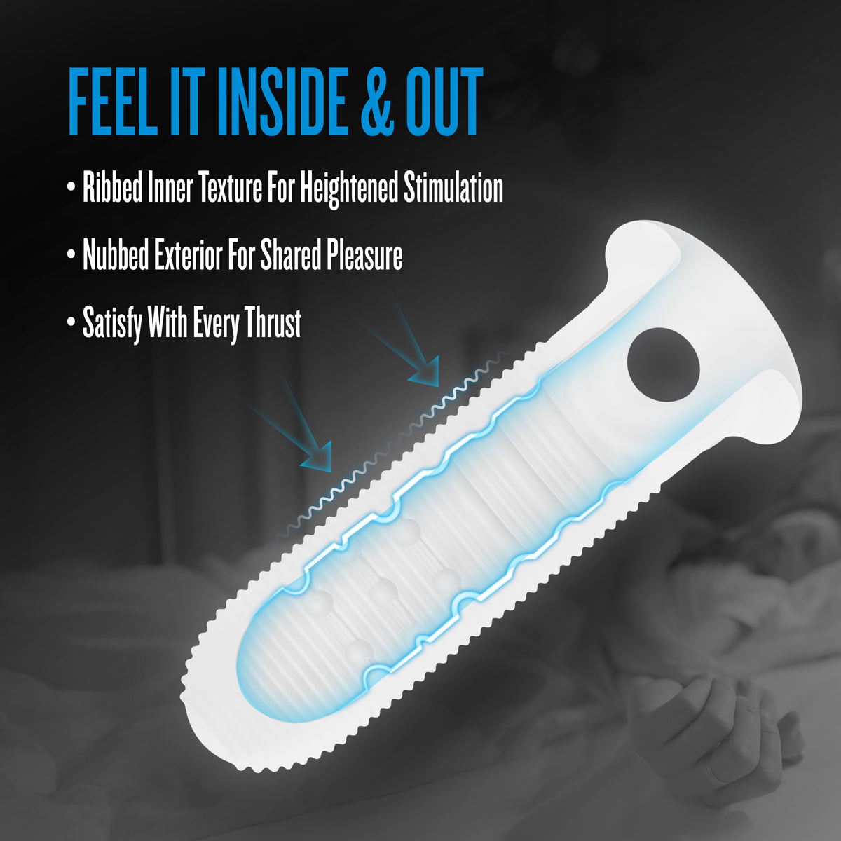 Performance Plus Mercenary Silicone Penis Sheath Small with ribbed and nubbed texture for enhanced stimulation.