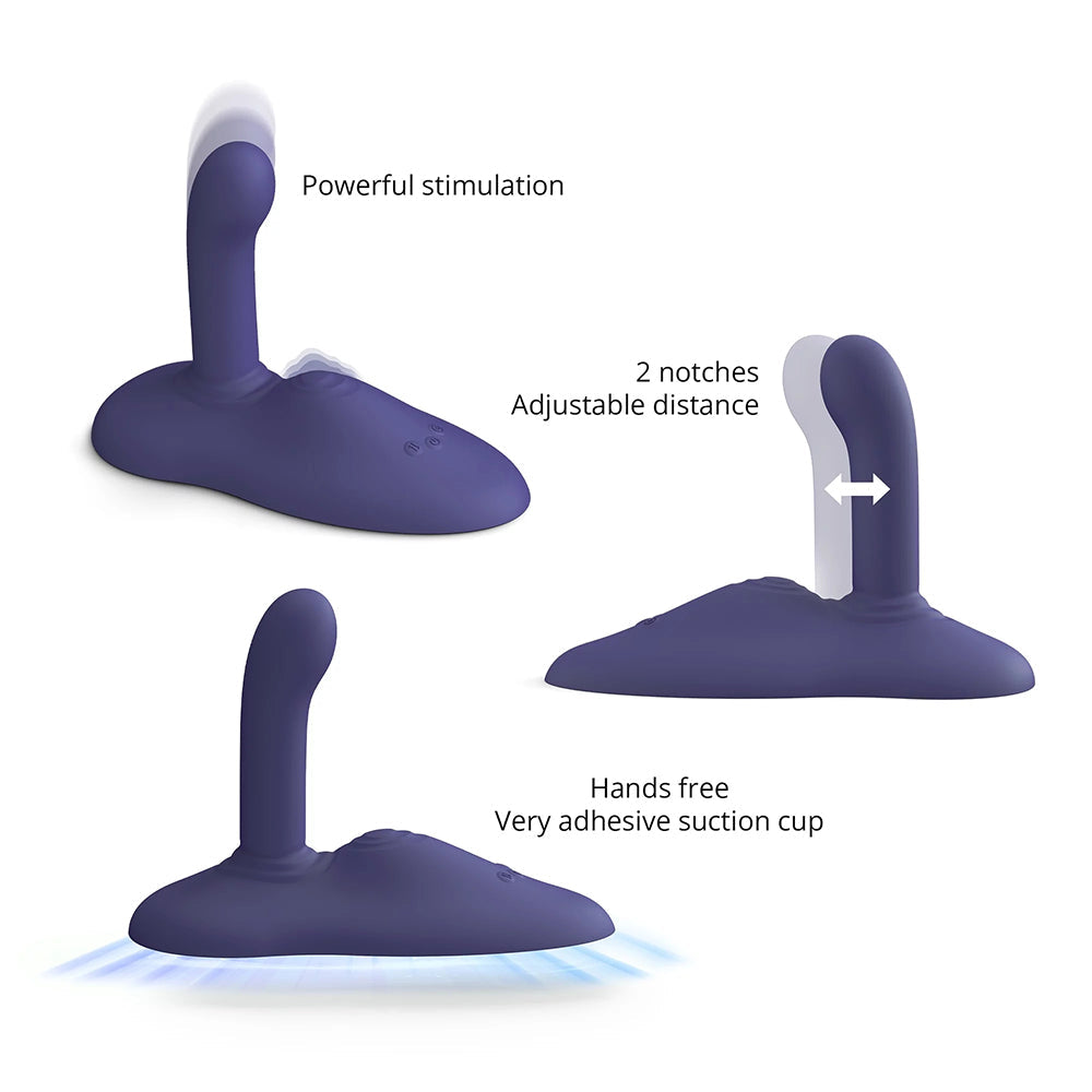 Love To Love Gofast Thrusting Vibrator Midnight Indigo with adjustable distance and powerful suction cup.