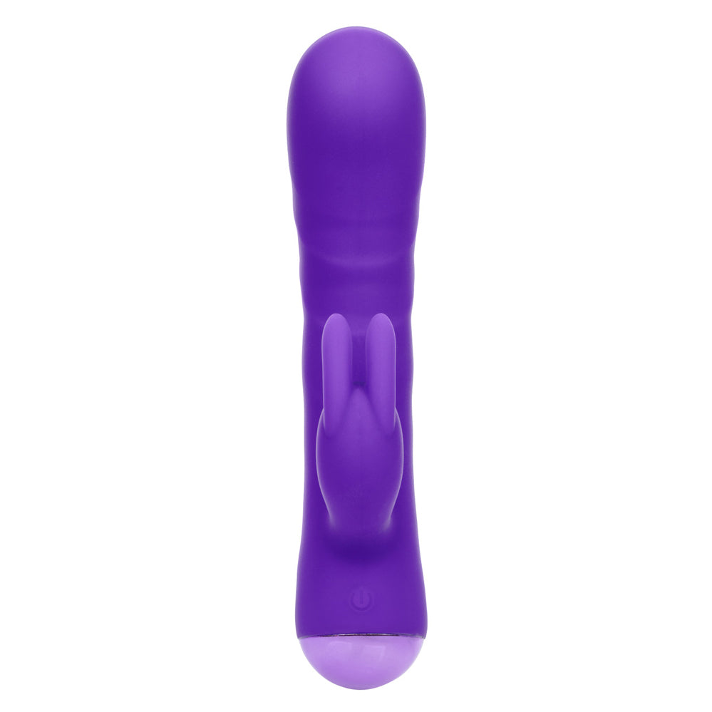 Extra Thicc Chubby Deep Thrust Bunny Vibrator Purple featuring a large shaft and flickering bunny ears.