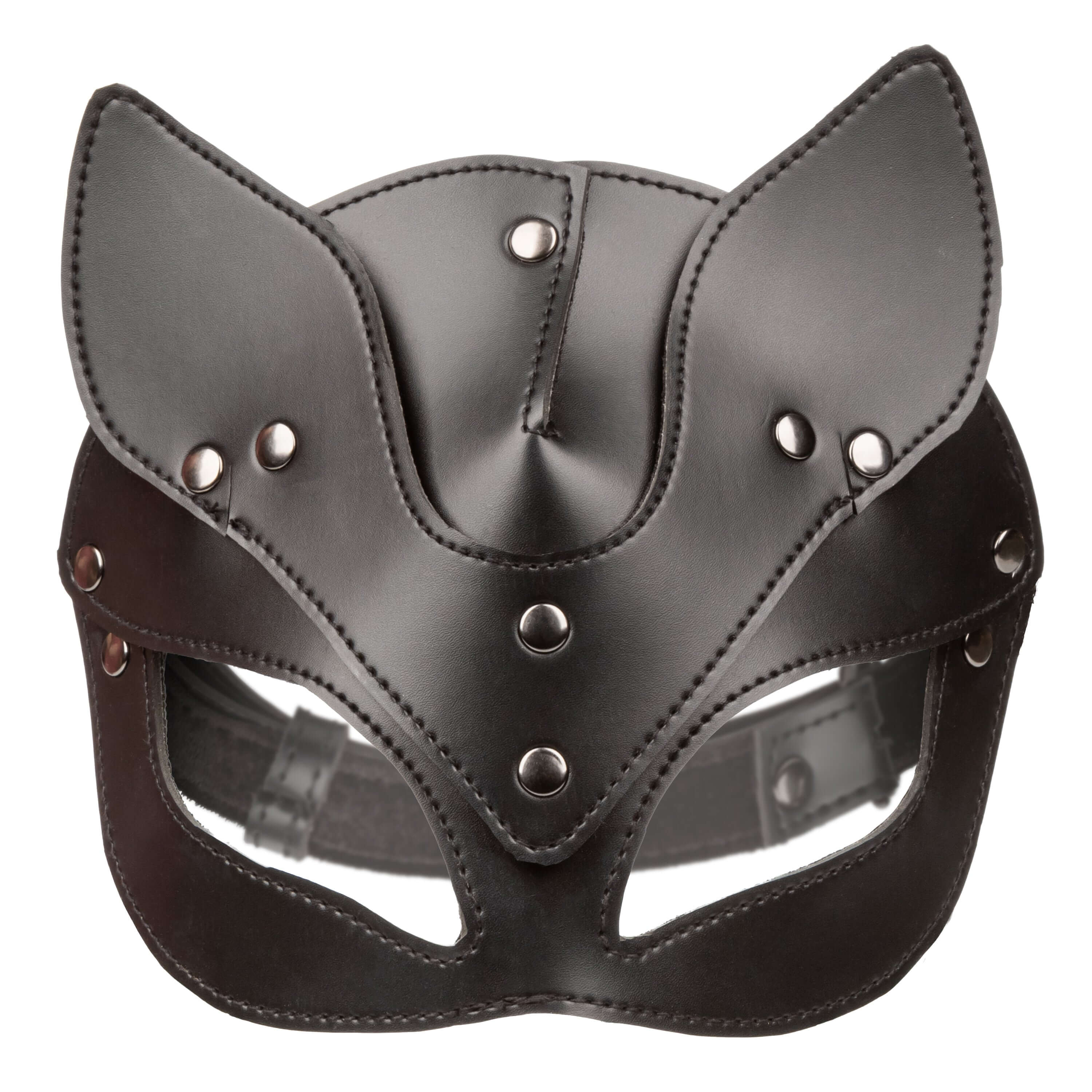 Euphoria Collection Cat Mask Black, a black leather mask with ear details, perfect for role-play and intimate fantasy styling.