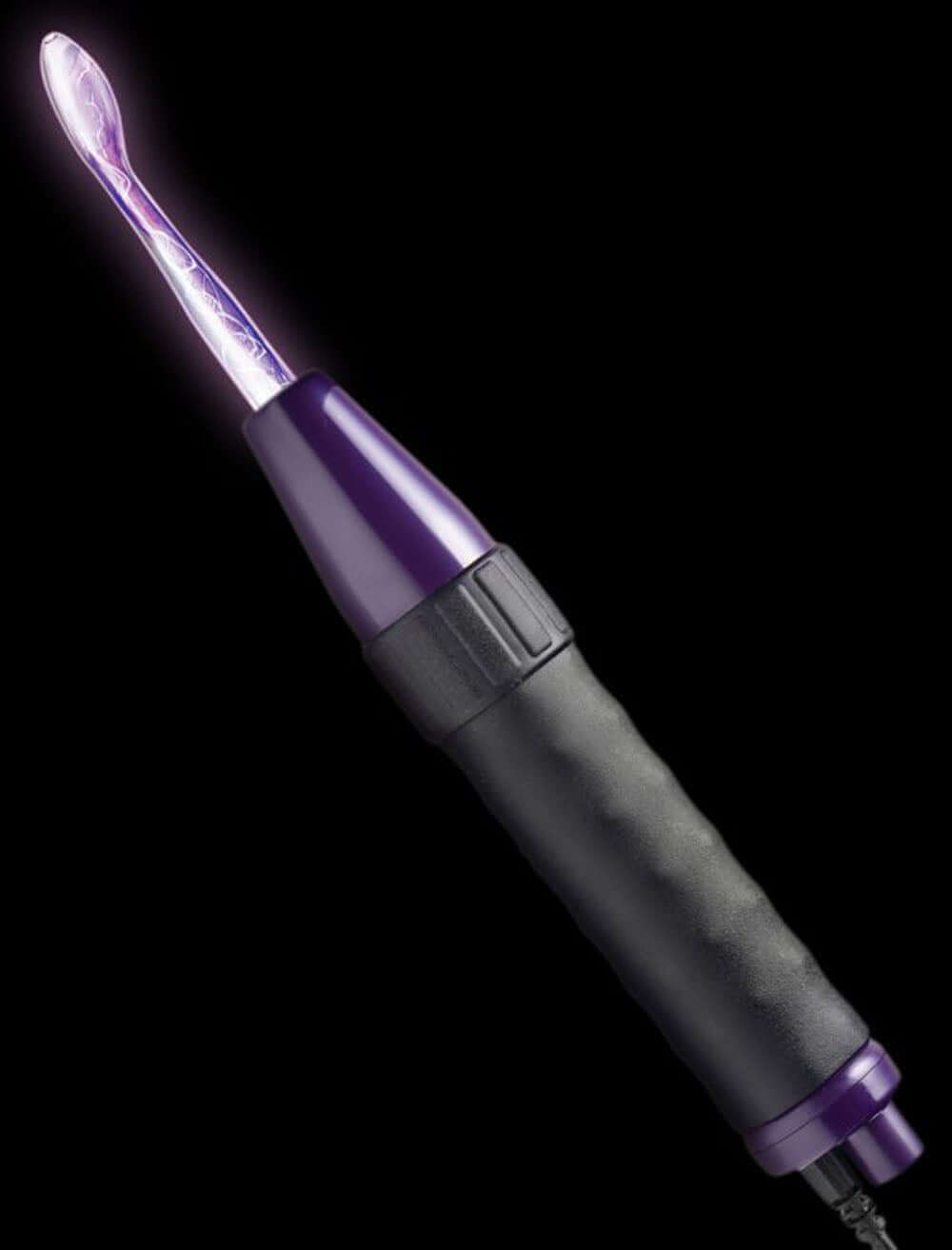 Zeus Deluxe Edition Twilight Violet Wand Kit showcasing a sleek design with ambient lighting and electro-stimulation features.