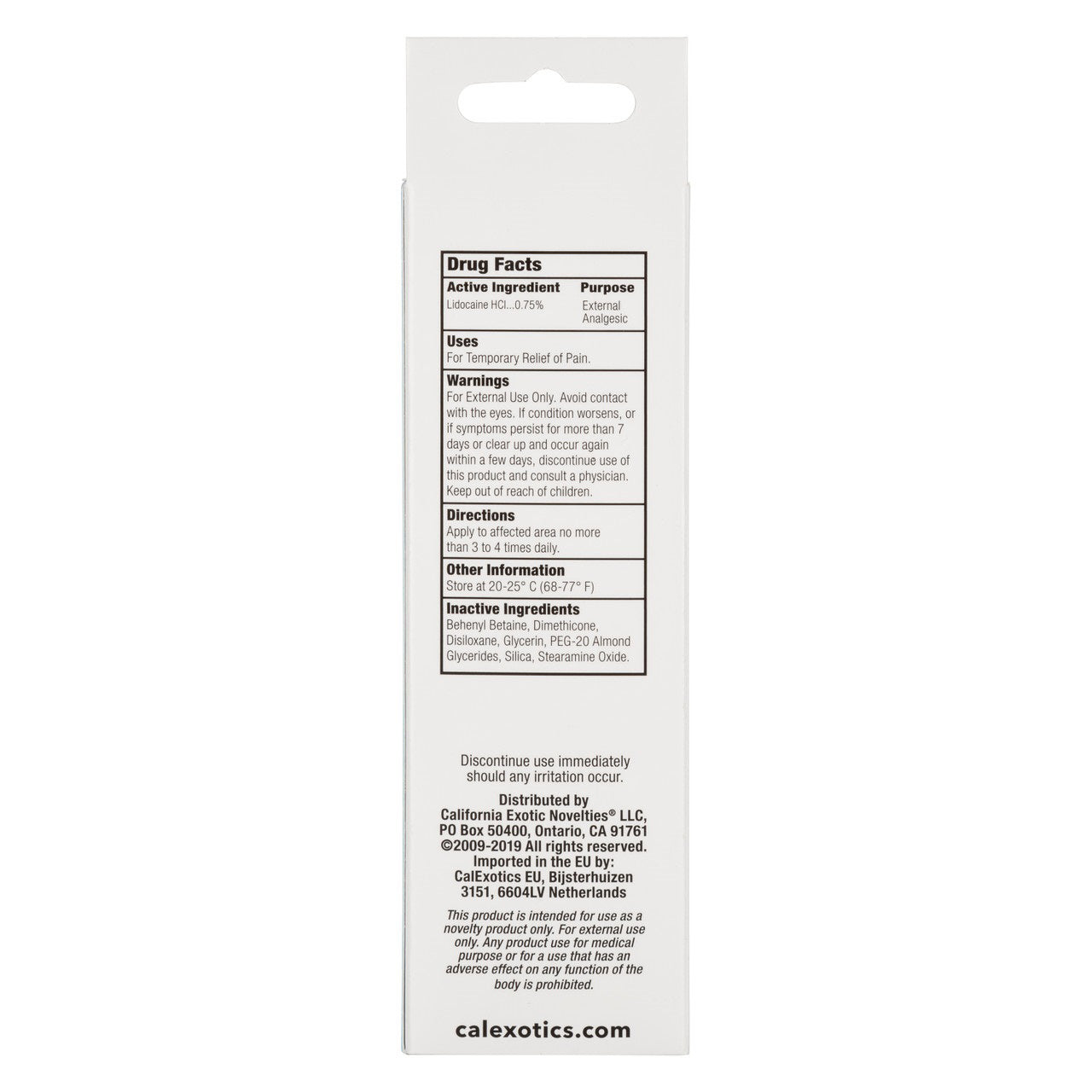 Anal Eze Anorectal Gel 1.5 Oz product packaging with drug facts and usage instructions.