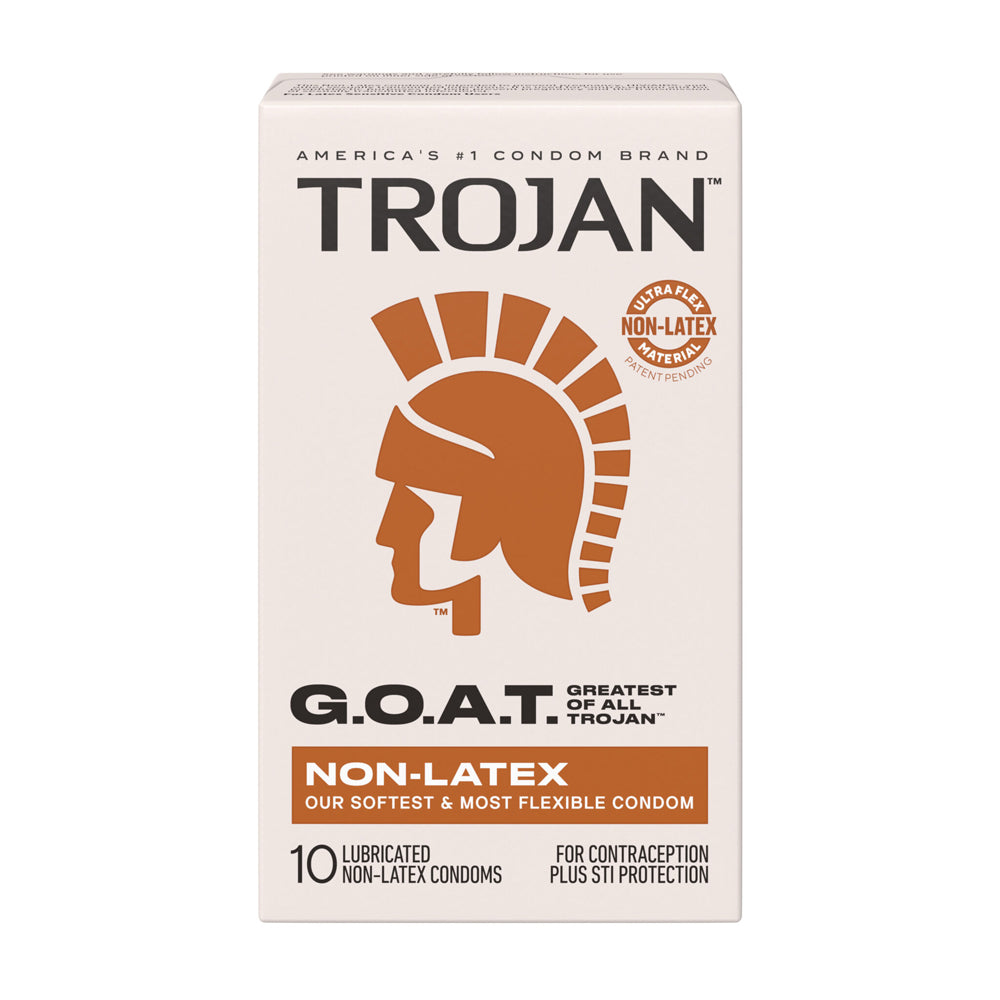 Trojan Goat Non-Latex Condoms 10 Pack - America's #1 condom brand with Ultra Flex technology for comfort and reliability.