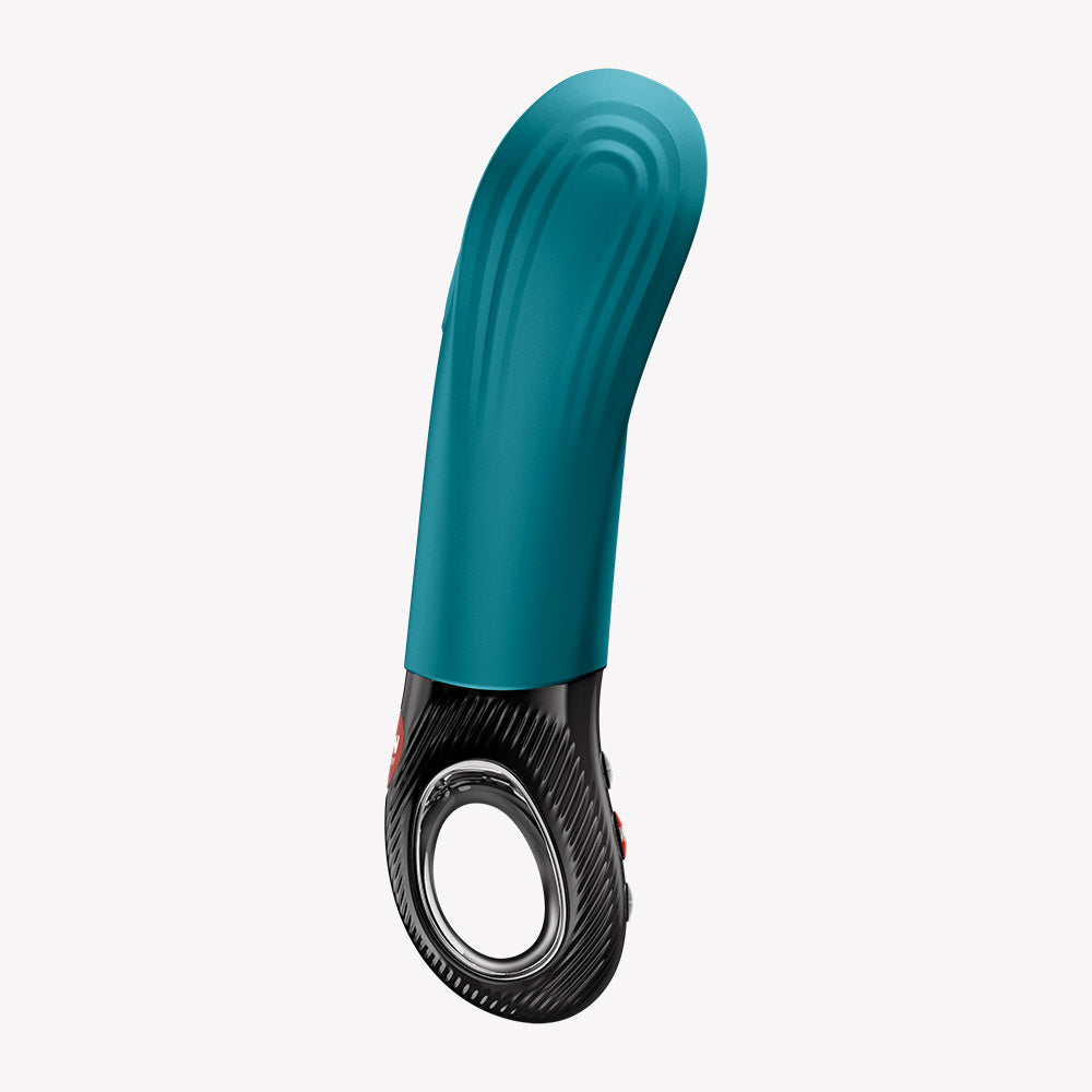 Fun Factory Manta Vibrating Masturbator Green showcasing its innovative design and features for powerful male pleasure.
