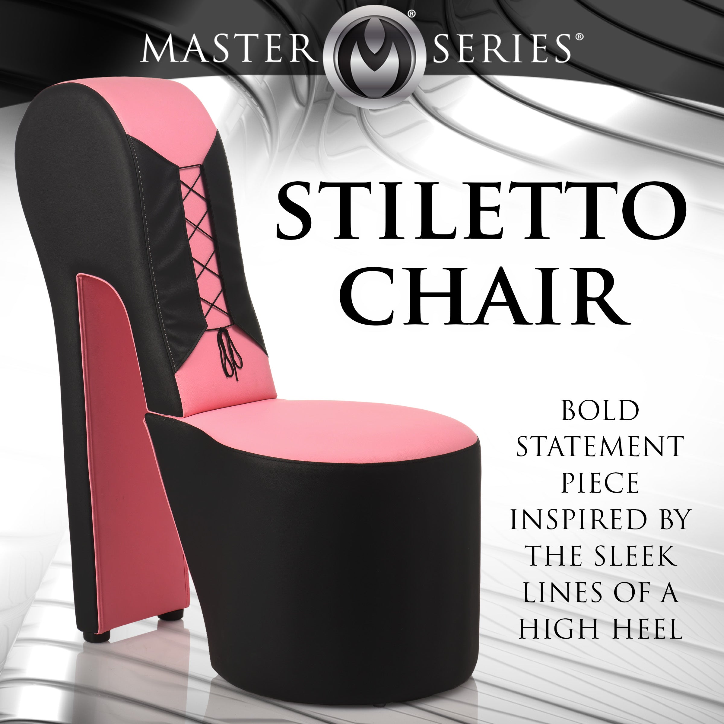 Master Series Stiletto Corset Chair Pink - bold statement piece inspired by high heel design.