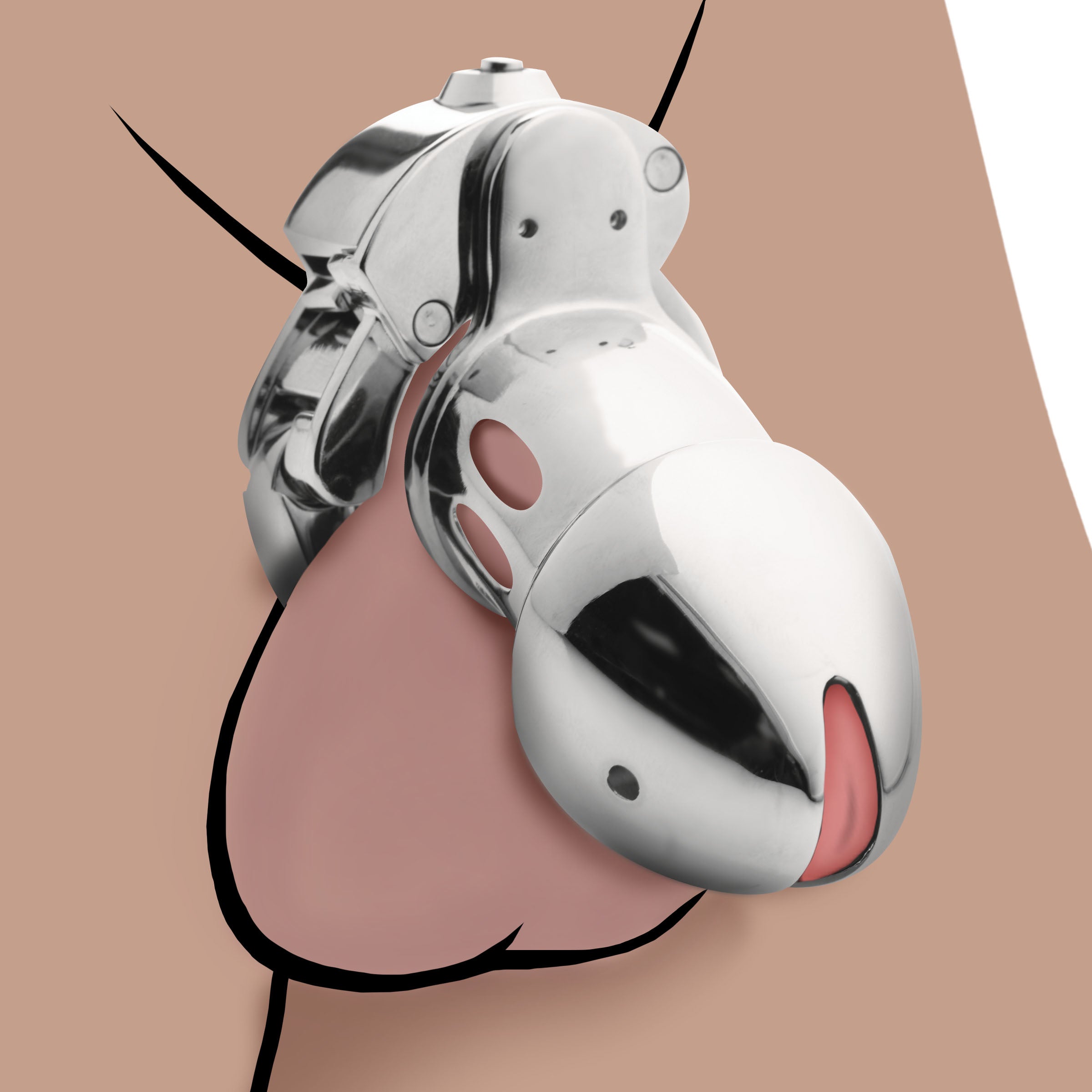 Master Series Cock Cuff Snap-on Chastity Cage displayed on a model for a sleek and modern look.
