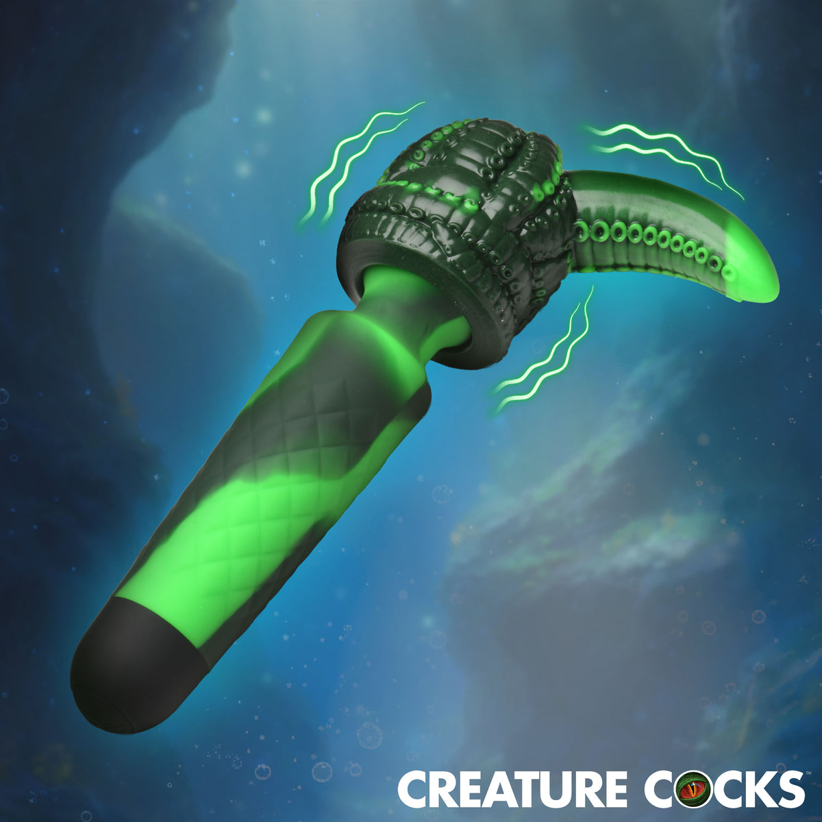 Creature Cocks Octo Wand Vibrator With Tentacle Attachment featuring sculpted design and dual-stimulation functionality.