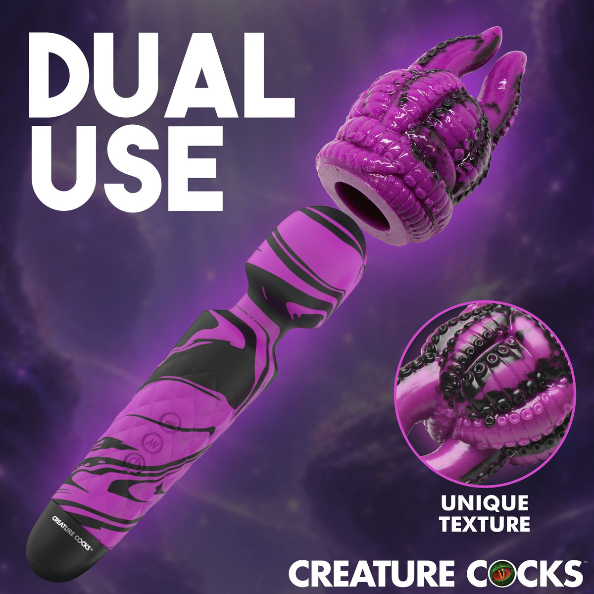 Tenta Wand Silicone Vibrating Wand With Attachment featuring unique tentacle design and dual-use functionality.