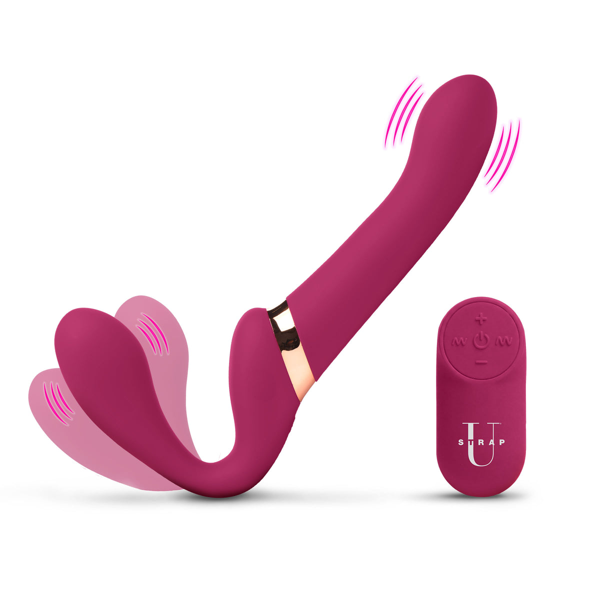 10X Pleasure Poser Posable Vibrating Strapless Strap-On with soft bulb and remote control for harness-free pleasure