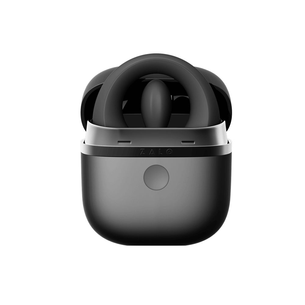 ZALO Apis Vibrating Couples Ring Obsidian Black shown from above in sleek black design with ergonomic shape.