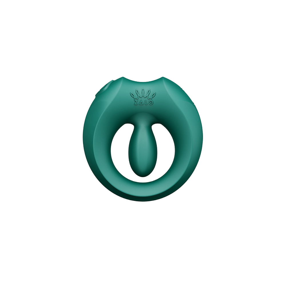 ZALO Apis Vibrating Couples Ring Turquoise Green showcasing its modern design and body-safe silicone material