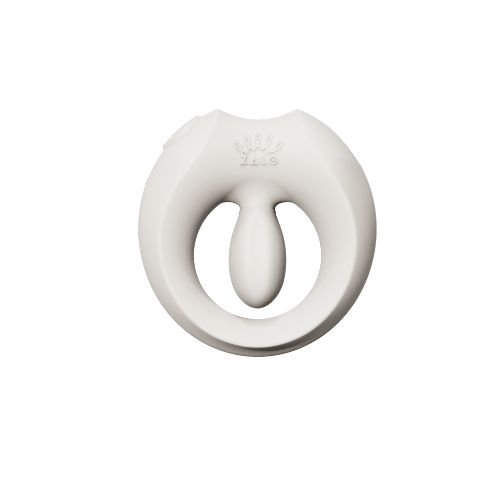 ZALO Apis Vibrating Couples Ring Ivory White in smooth, luxurious silicone design, perfect for enhancing intimate experiences.