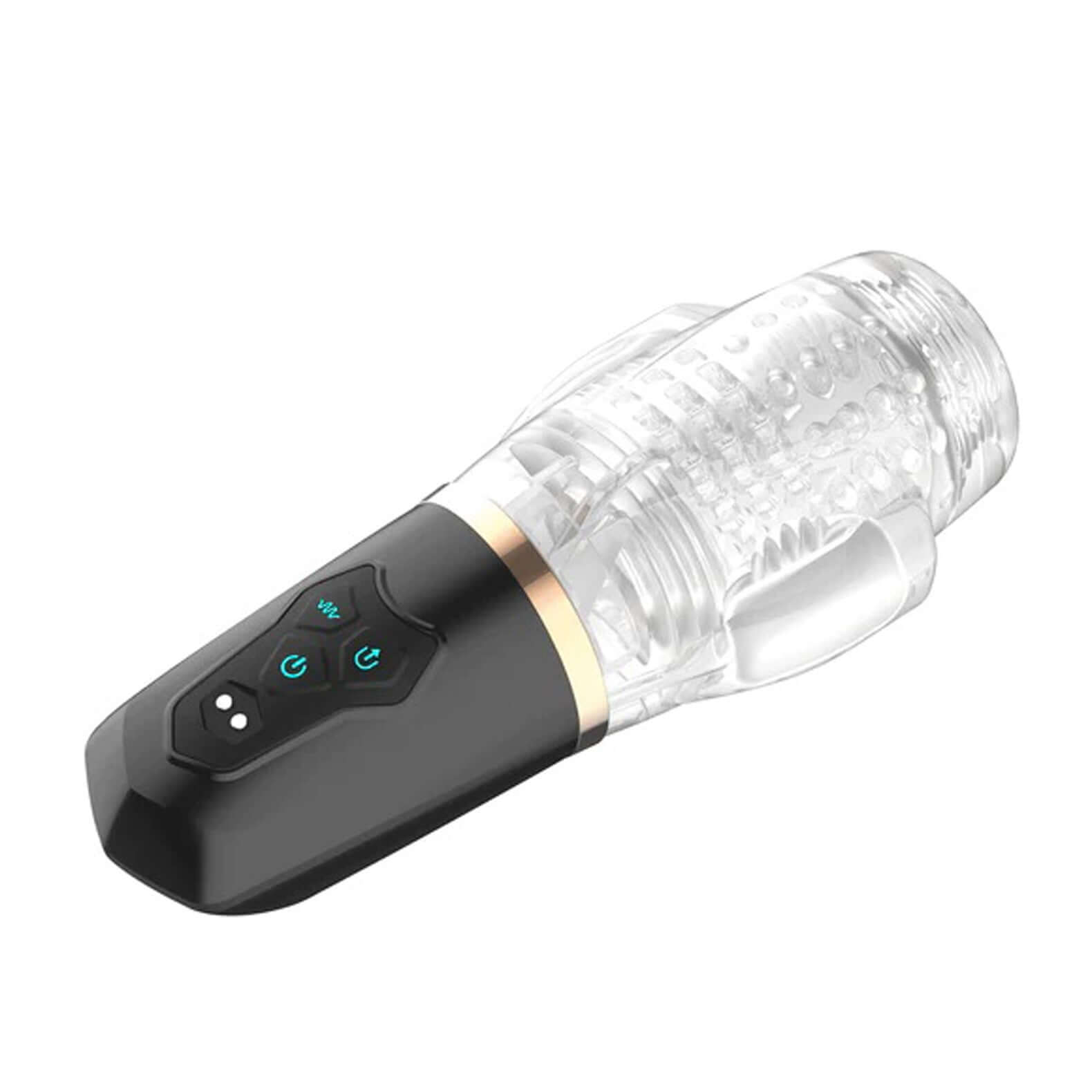 The Male Rose 2 Vibrating Stroker with 10 powerful vibration modes and dual side motors, featuring a portable handheld design for adjustable stimulation