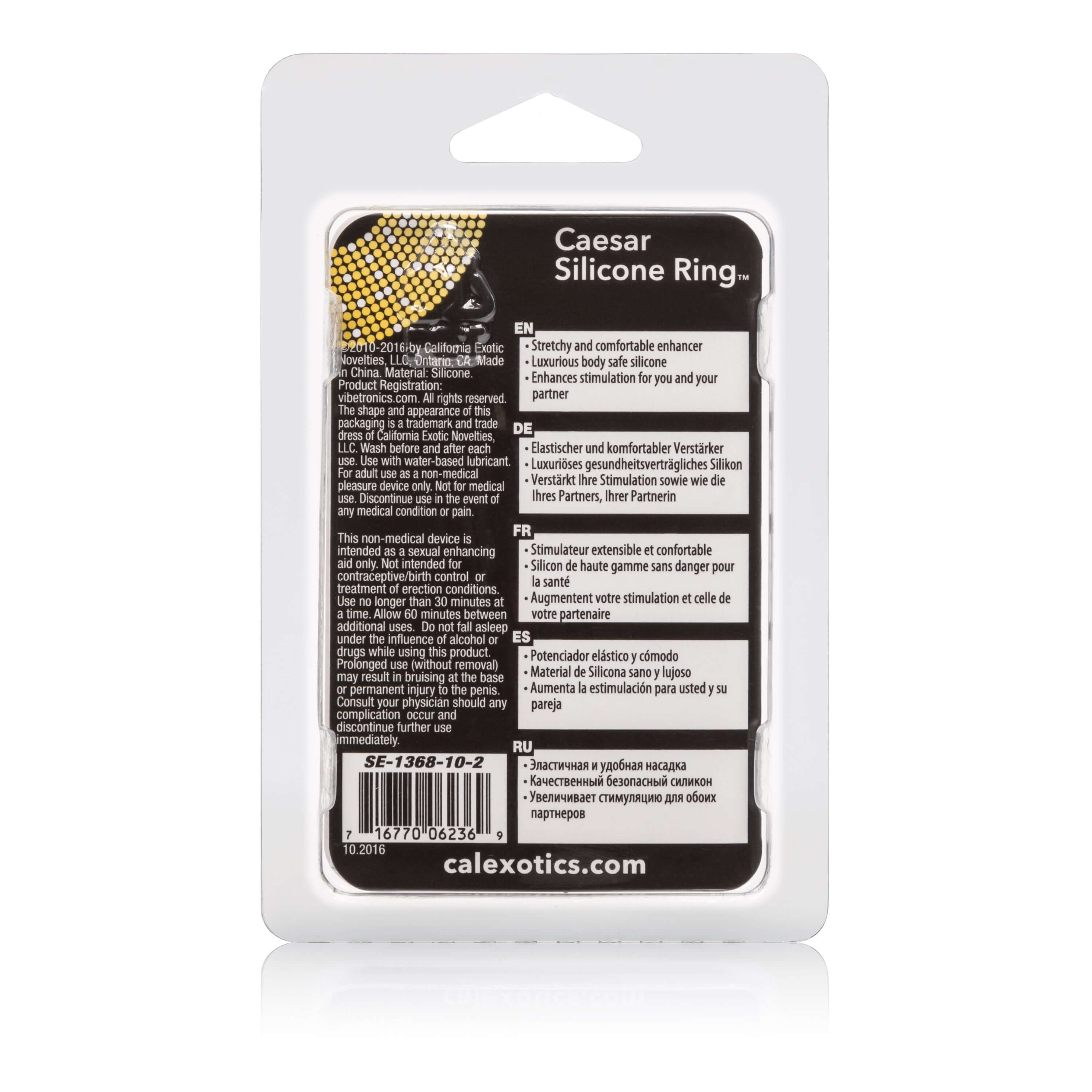 Adonis Caesar Silicone Ring Red packaging with product details and instructions.