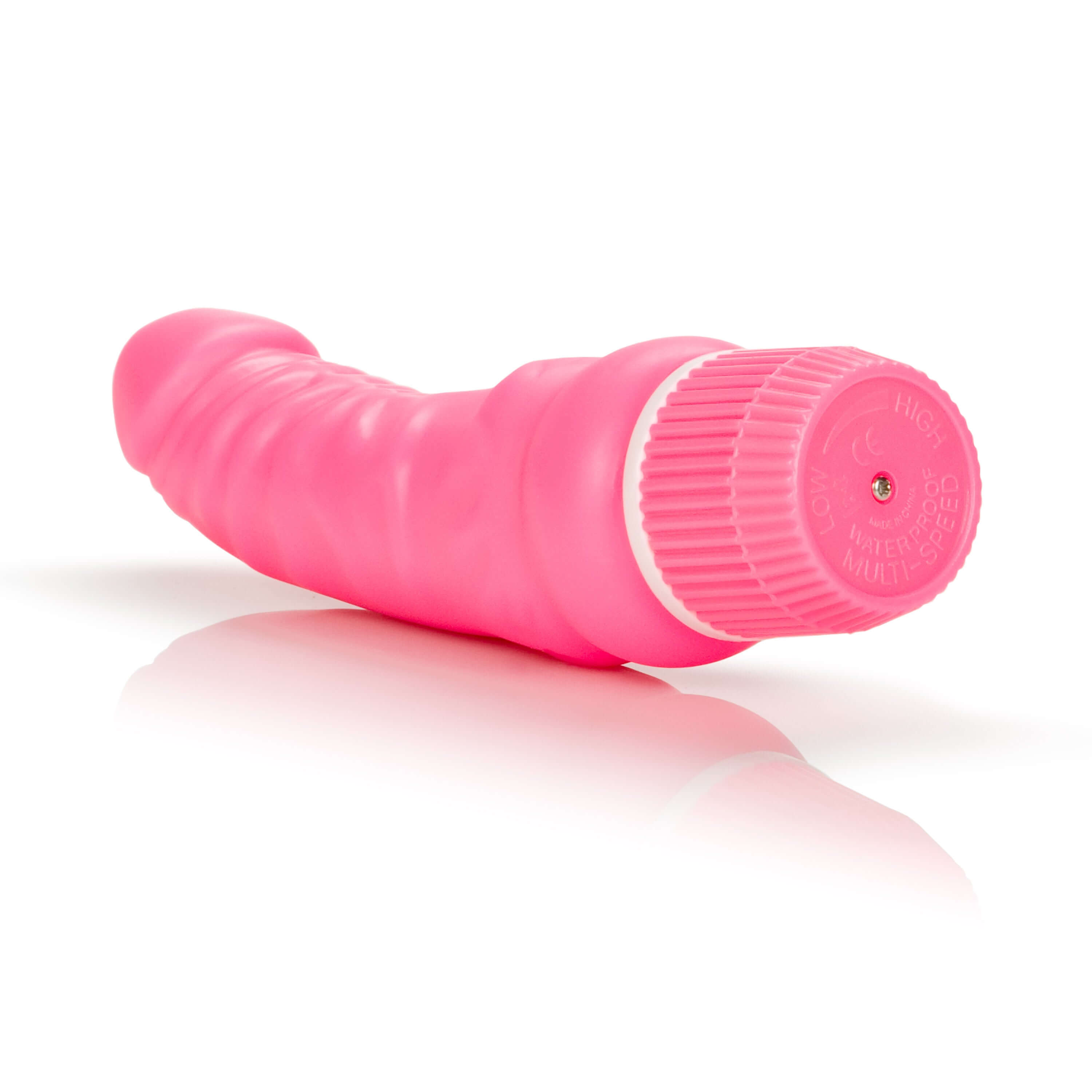 Spellbound Curved Jack Vibrator Pink is a textured, multi-speed personal massager for enhanced pleasure.