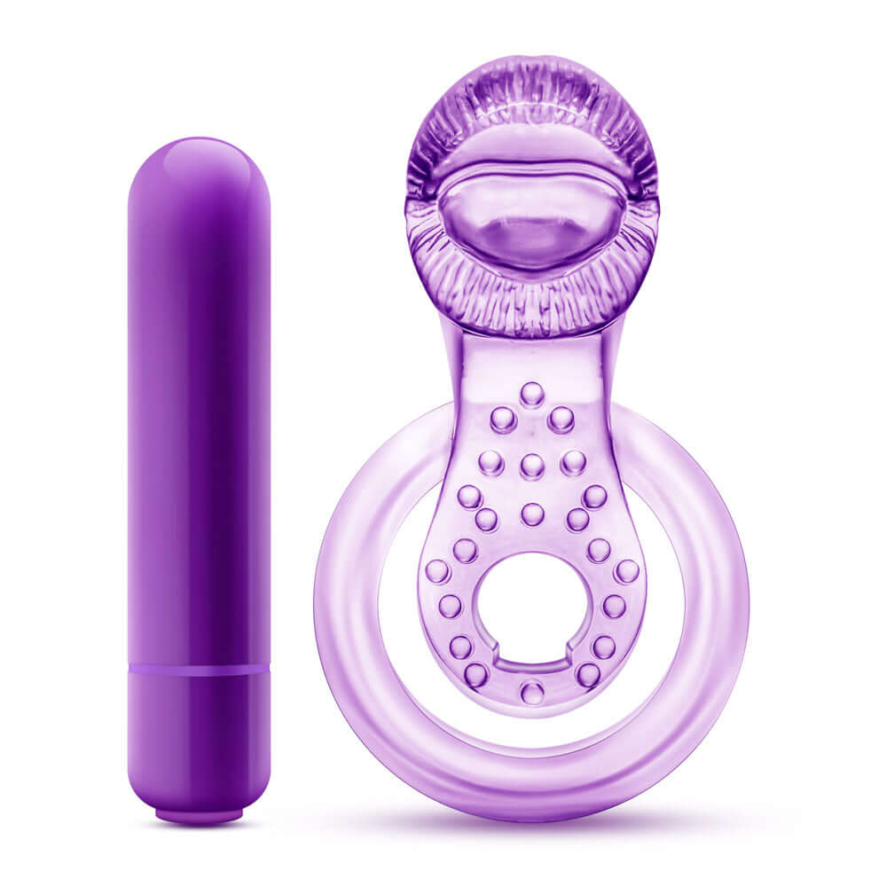 Play With Me - Lick It - Vibrating Double Strap Cockring - Purple-0