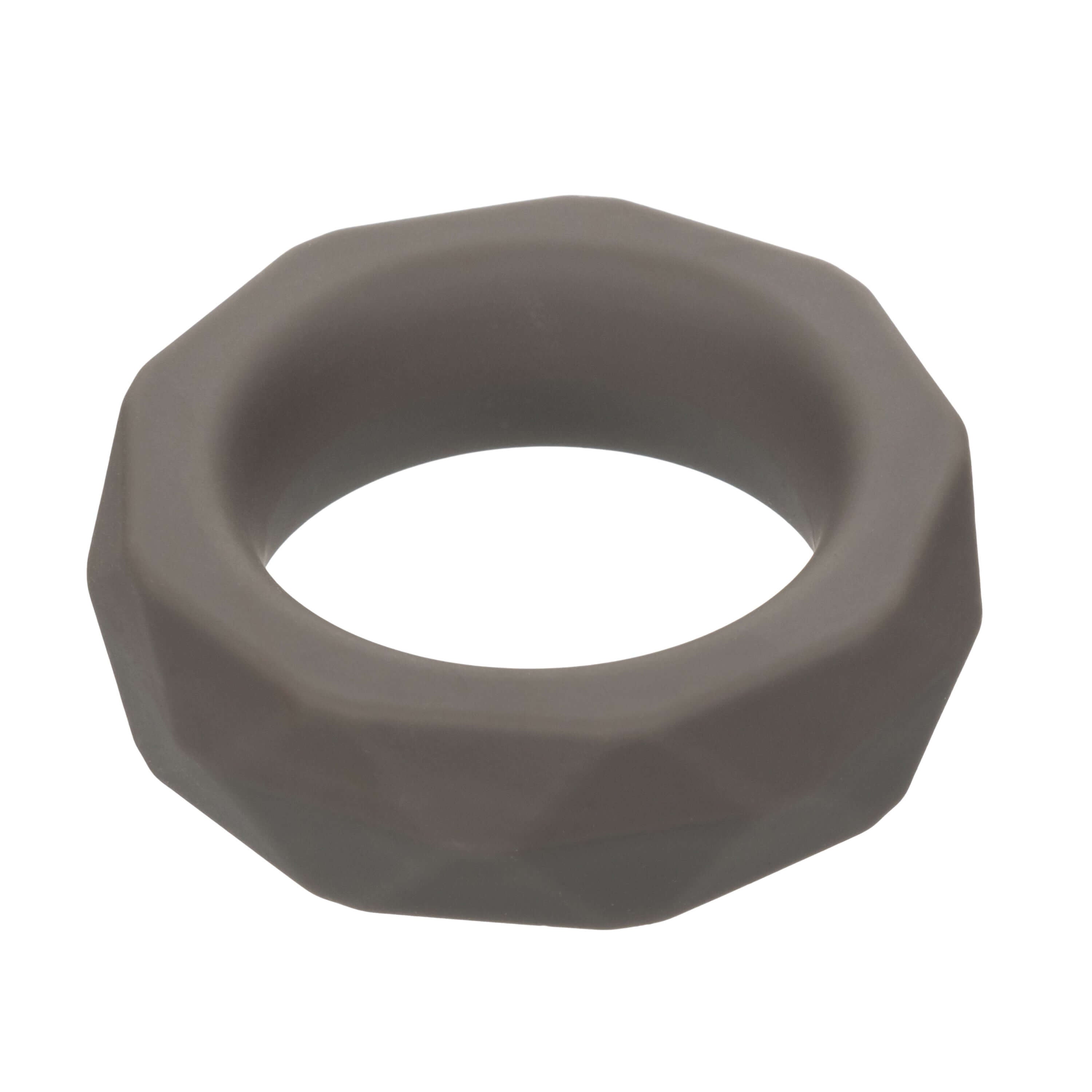 Alpha Liquid Silicone Prolong Prismatic Ring Gray, a gray silicone ring designed for comfort and support.