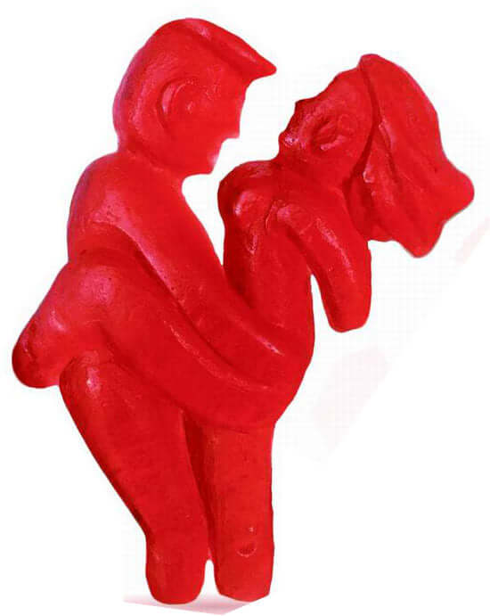 Gummy Sutra Gummies 12 Piece Display - fun red gummy candy shaped like a couple for adult parties.