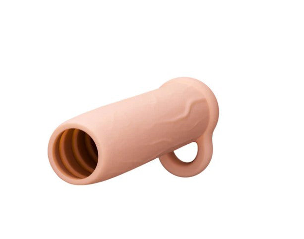 Performance 5.75 Inch Enhancement Penis Sleeve Beige, a soft enhancement sleeve for increased girth and comfort.