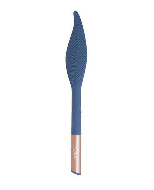 Deia Vibrating Feather Tickler with Charging Case Navy in elegant blue silicone design.