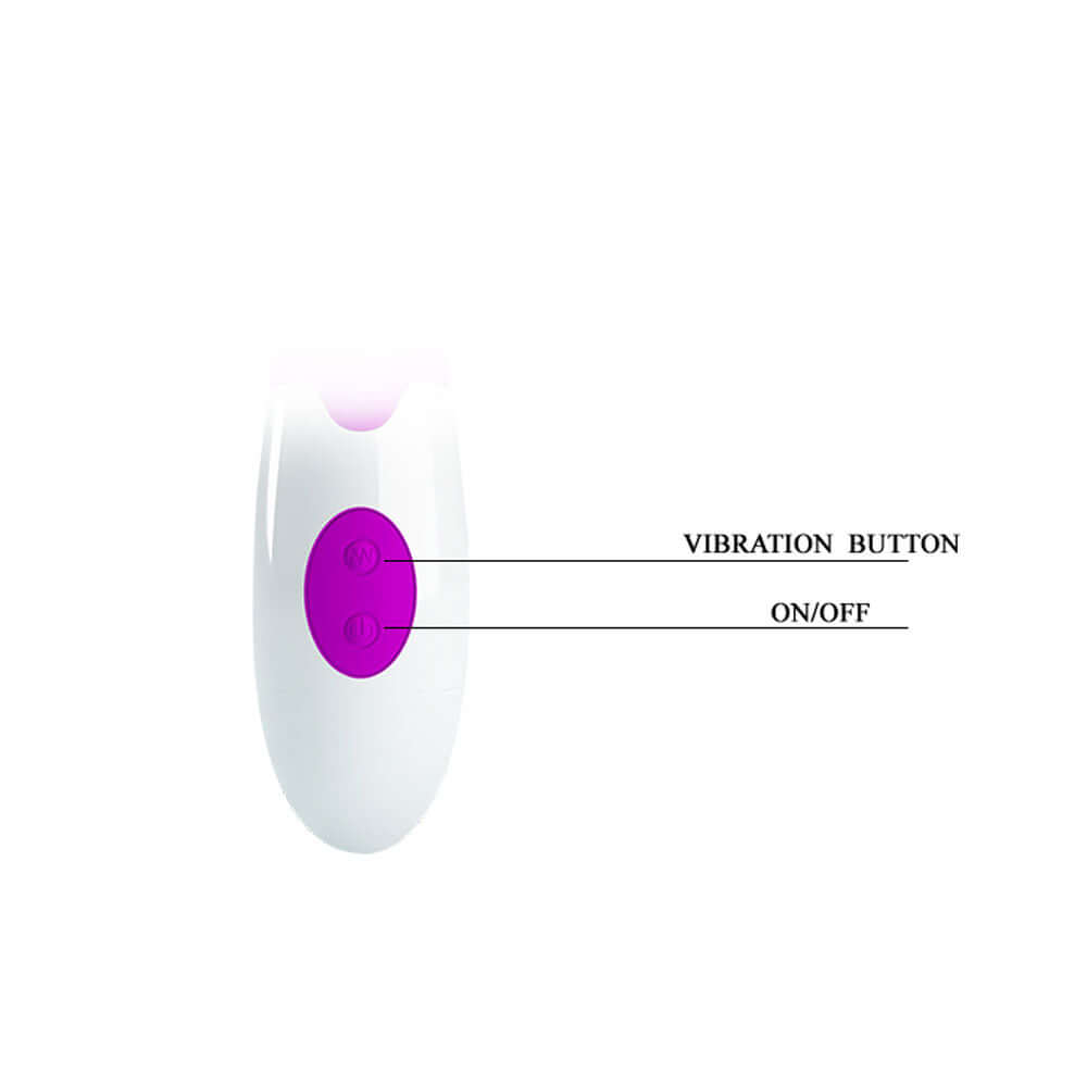 Image of the vibration button and on/off switch for the Pretty Love Rabbit Vibrator Snappy.