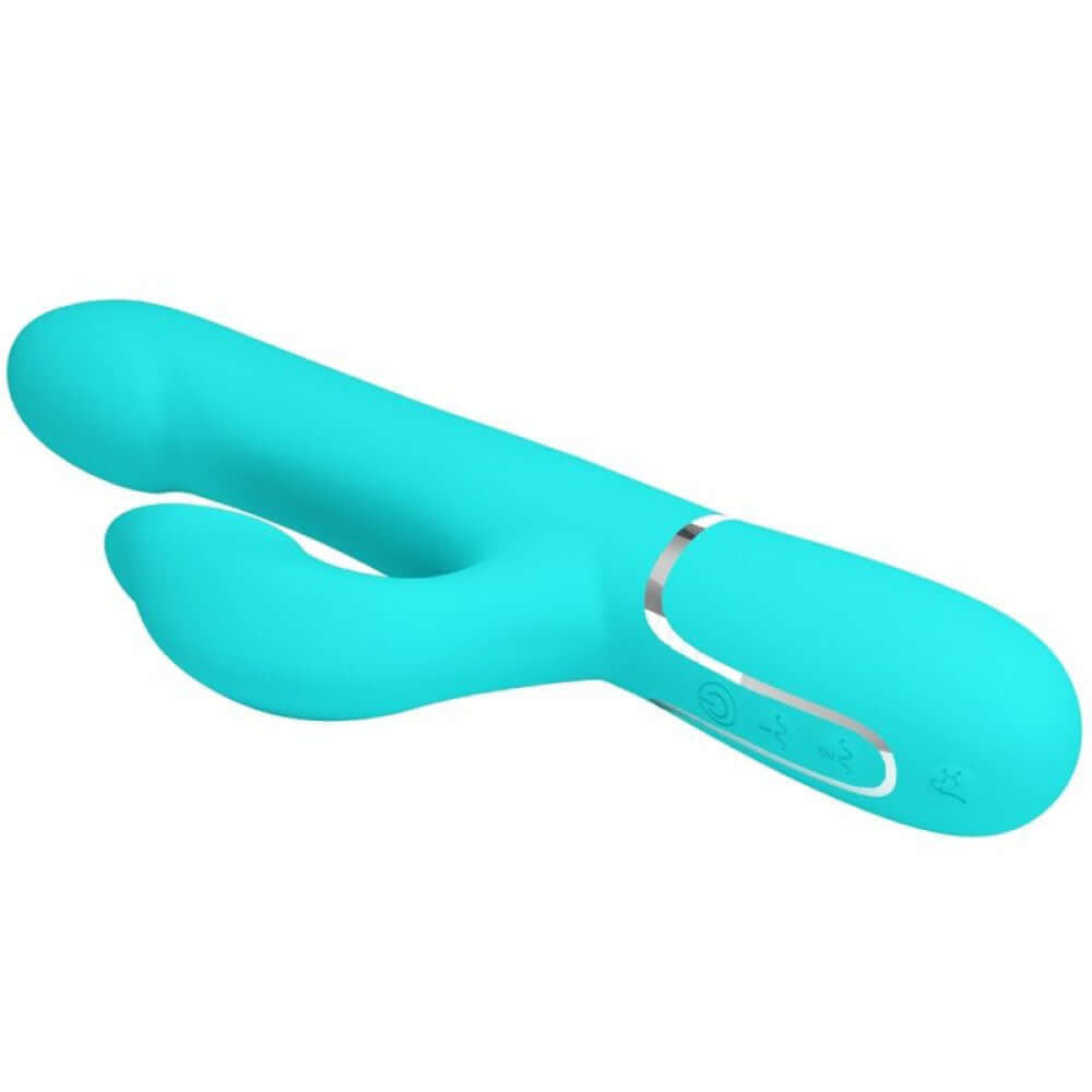Turquoise Falin Rabbit Vibrator with dual motors and 7 vibration settings for maximum pleasure