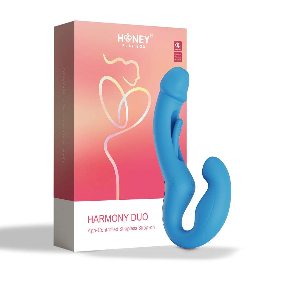 Harmony Duo App-Controlled Strapless Strap-on - Blue-0
