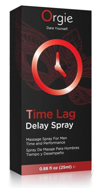 Orgie Time Lag Delay Spray for Him 10 ml packaging, designed to enhance performance and prolong intimate experiences.