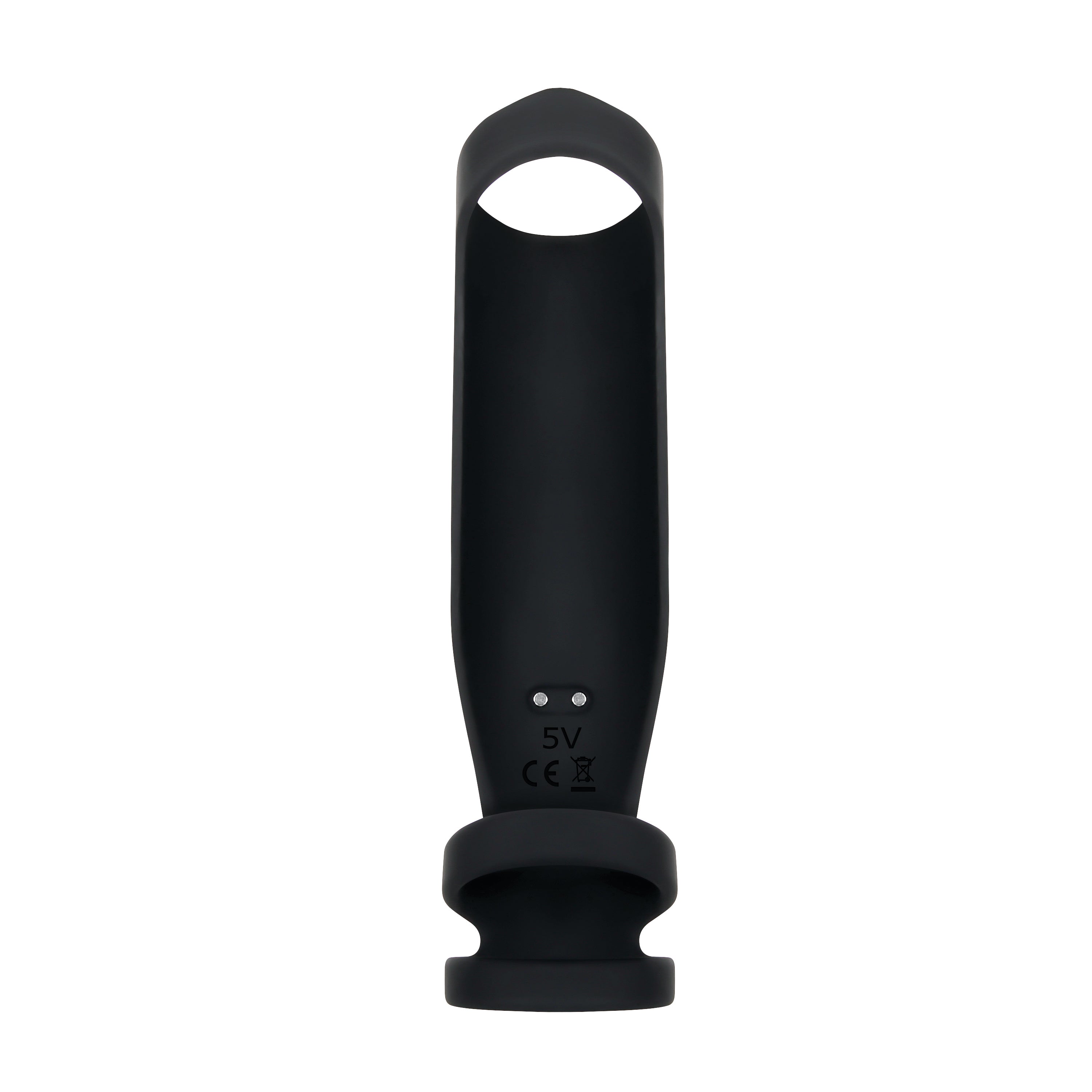 Gender X Rocketeer Rechargeable Penis Sleeve Black design with three stretchable rings for customizable stimulation.