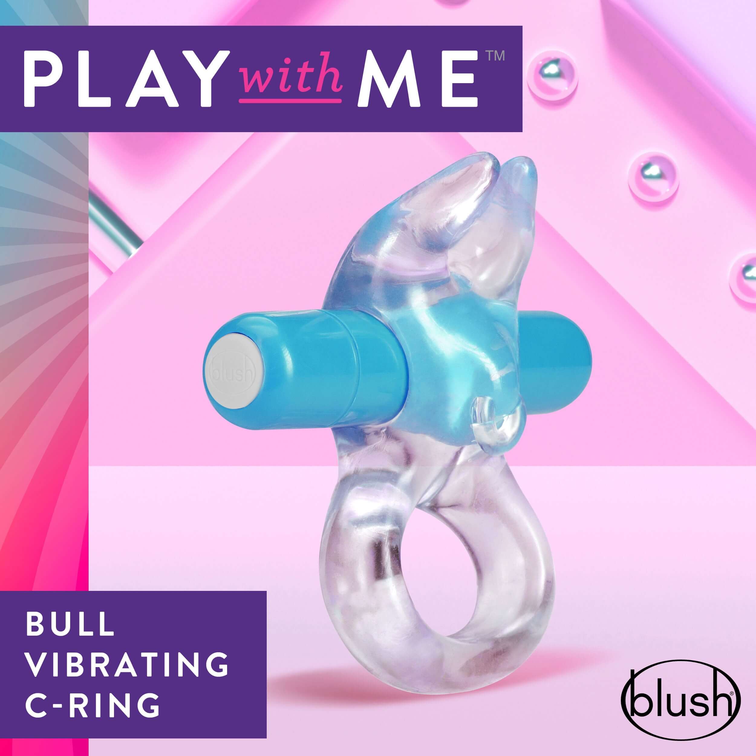Play With Me – Bull Vibrating C-Ring - Blue-4