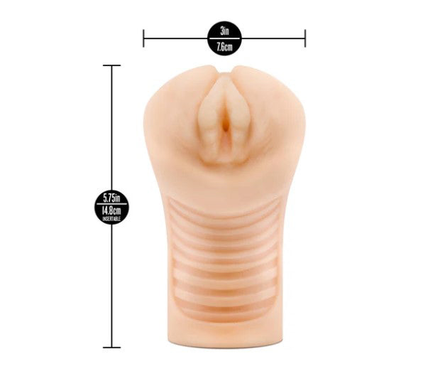 Enlust Georgia Male Masturbator With Bullet Vibrator Beige, featuring ribbed internal canal and compact design.