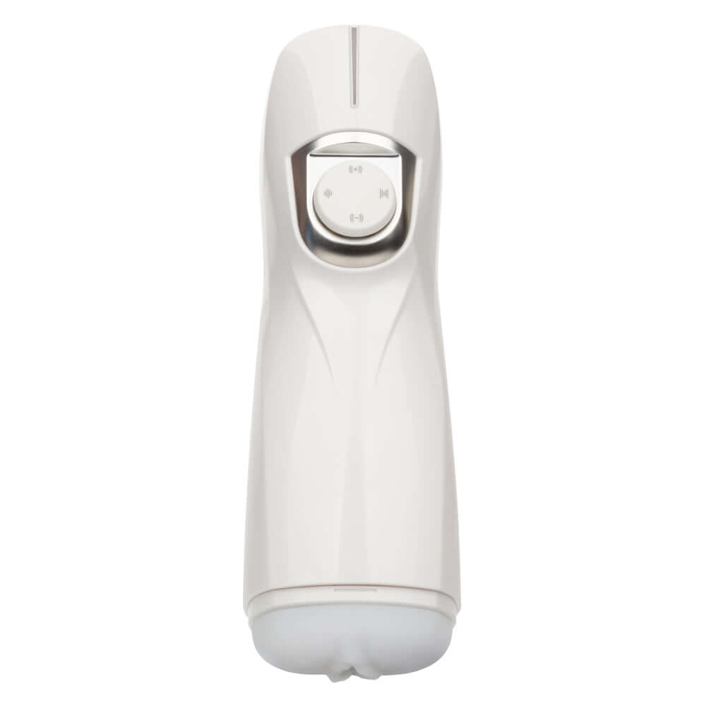 Optimum Power Life-like Pulsar Stroker in white, self-contained rechargeable masturbator with advanced features for enhanced solo pleasure