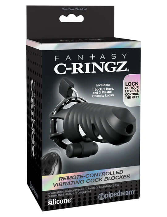Fantasy C-Ringz Remote-Controlled Vibrating Cock Blocker - Black-0