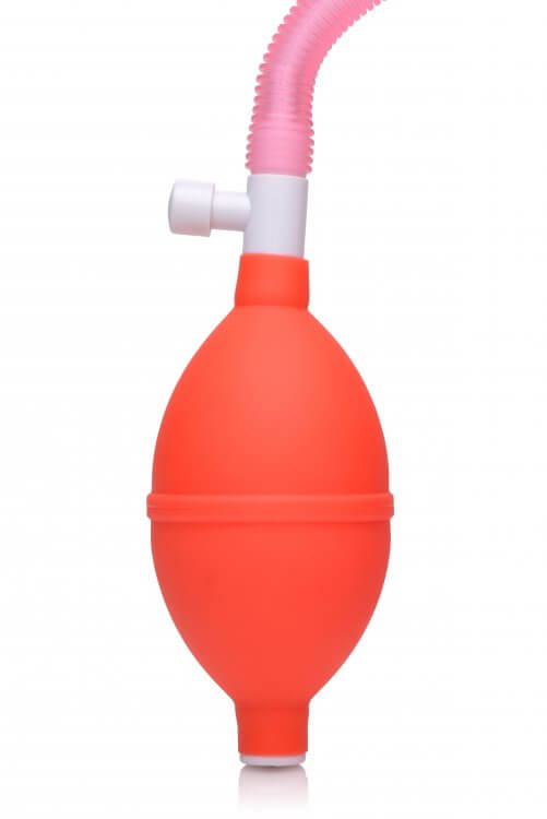 Vaginal Pump With 3.8 Inch Small Cup showing a silicone pump with a flexible tube and valve for suction control.