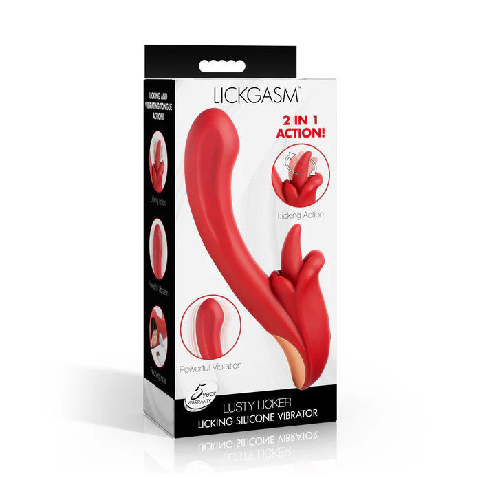 Lusty Licker Licking Silicone Vibrator - Red-0