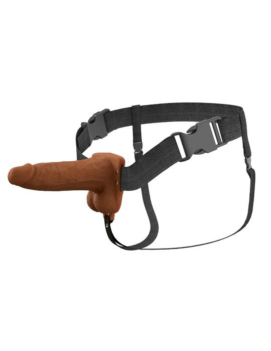 Fantasy X-Tensions Elite 6" Vibrating Hollow Silicone Strap-on - Brown-1